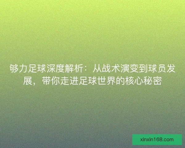 够力足球深度解析：从战术演变到球员发展，带你走进足球世界的核心秘密