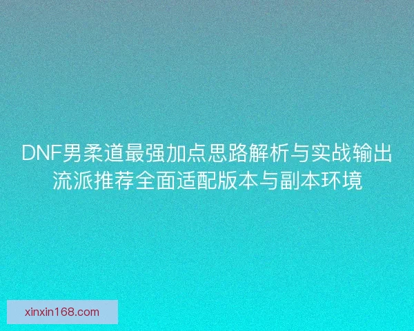 DNF男柔道最强加点思路解析与实战输出流派推荐全面适配版本与副本环境